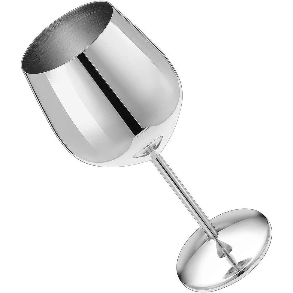 Steel Stemmed Wine Glasses 350 ml, Unbreakable Wine Glass Goblets, Gift for Men and Women, Party Glasses - 350 ml (Silver)