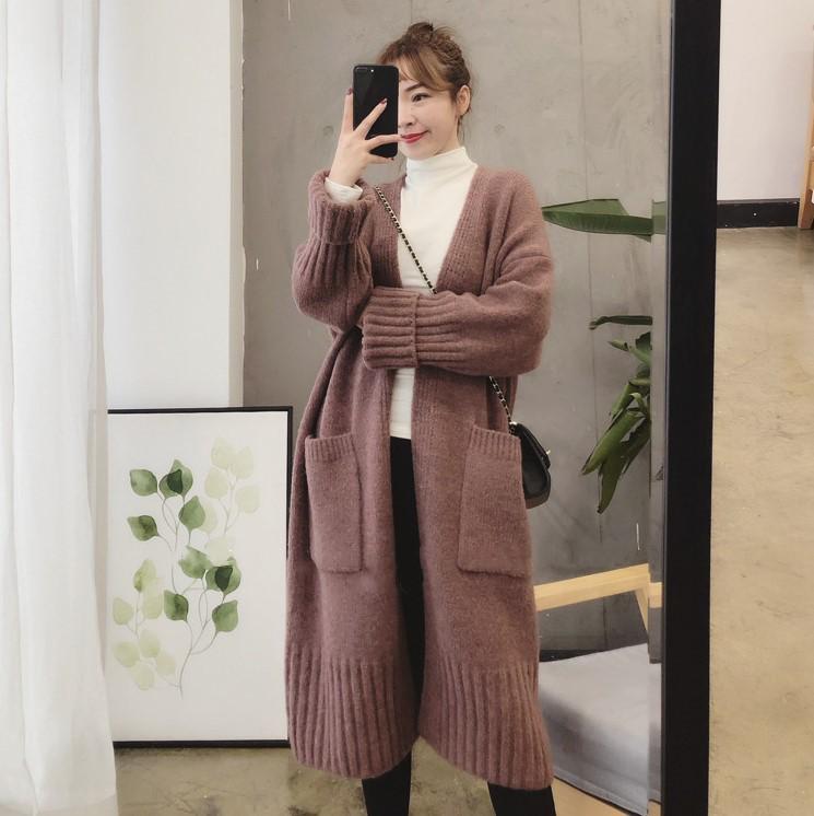 **Korean Style Loose Knit Cardigan for Women - Spring/Autumn 2025 Mid-Length Sweater Coat**