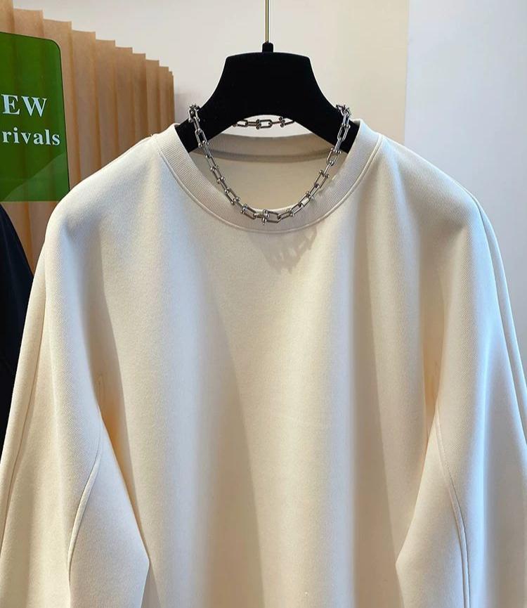 Sudadera de Manga Larga con Cuello Redondo para Mujer de Talla Grande Primavera Otoño Holgada Casual Estilo Perezoso Sudadera con Capucha Top Oversize Negro Blanco Jersey