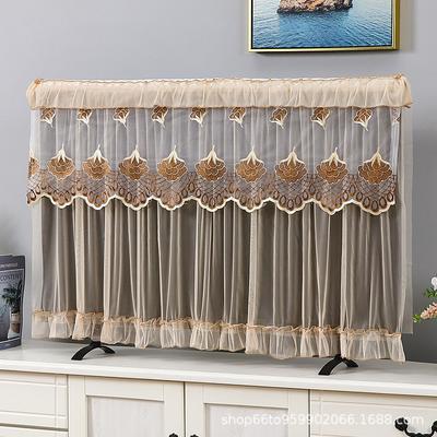 Adhesive Buckle Type TV Cover Dustproof Lace Embroidery Fabric Desktop LCD Display Protective Cover Fashionable Minimalist Decorative Beautiful Towel