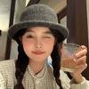 Solid Wool Bucket Hat Women 2025, Winter Rolled Brim Fisherman Hat, Vintage Elegant Cloche