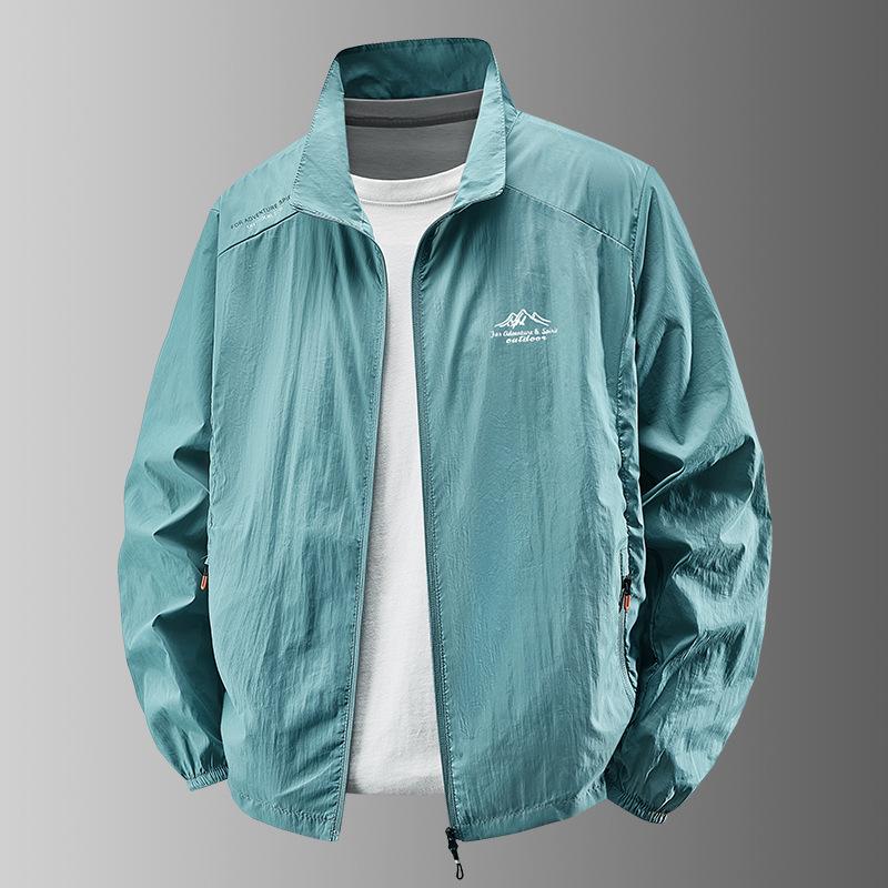 Sonnenschutz Herren Ultradünne Eisseide Sommer Herren Angeln Sonnenschutz Herren Haut Windjacke Stehkragen Strickjacke