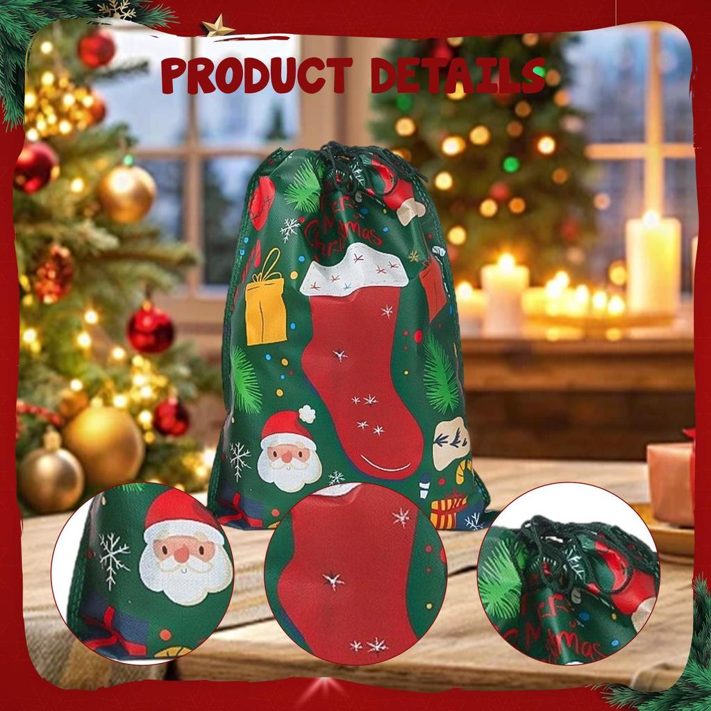 Christmas Drawstring Gift Bag Closure, Versatile Wrapping Pouch, Xmas Treats for