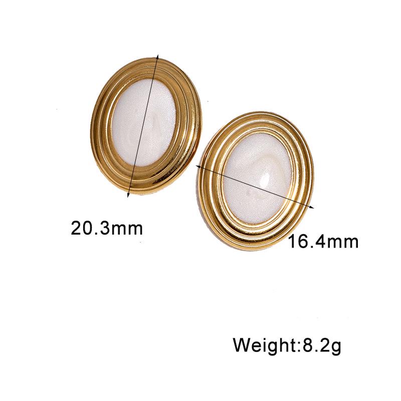 European & American Stainless Steel Mother-of-Pearl Stud Earrings, Luxurious Titanium Steel, Non-Fading Women's Ear Ornaments