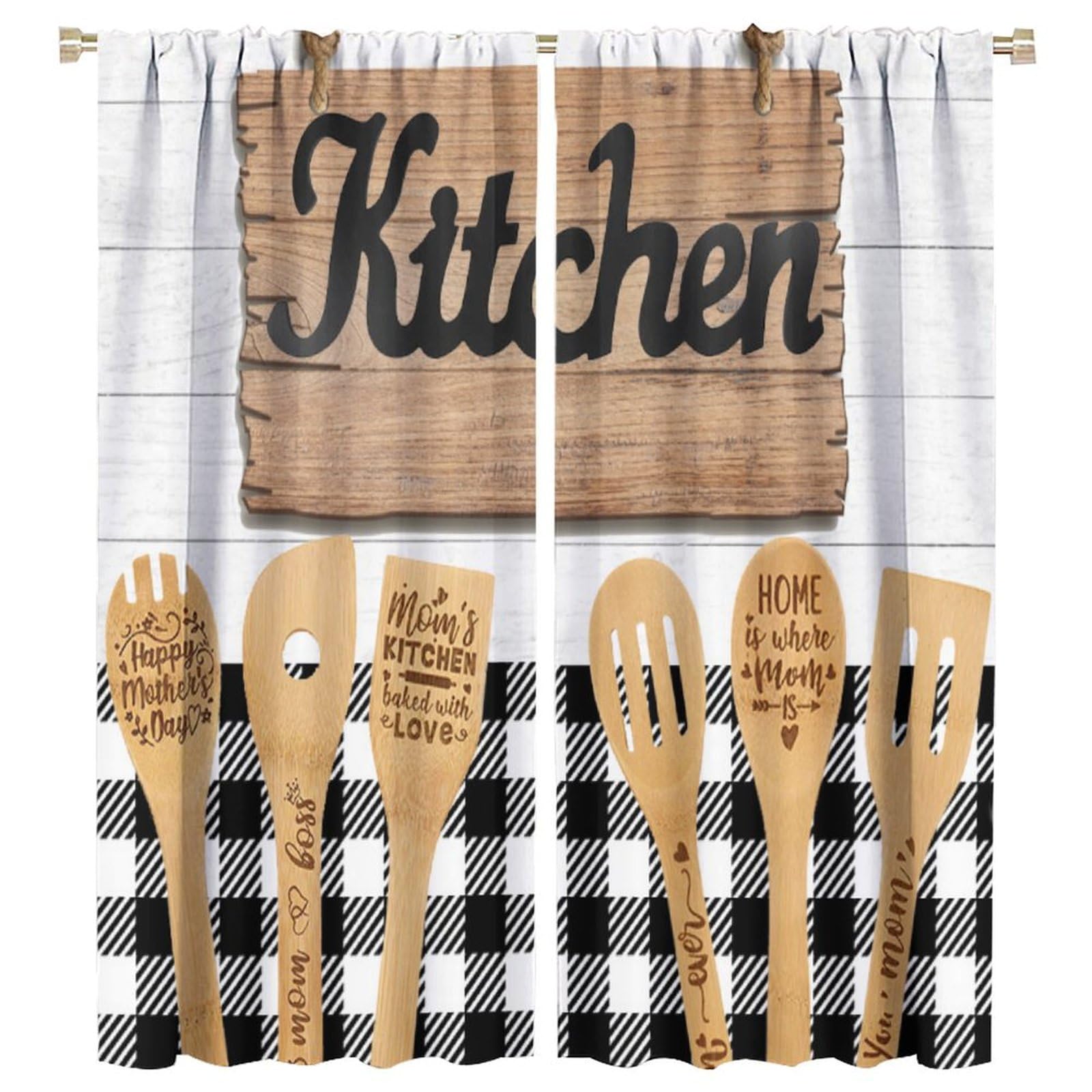 Chef Kitchen Decor Window Curta - Three Fat Chefs Style Print For Home, Kitchen, Living Room, Coffee Room - 2 Panels 53x116cm 2pc21x46in