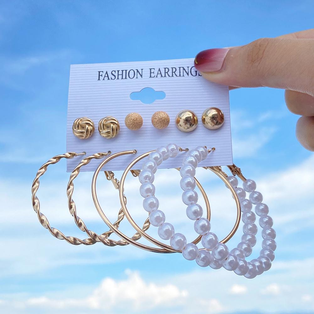 iF ME Fashion Pearl Earring Set Women Luxury Butterfly Love Heart Gold Stud Earrings Resin Hoop Earrings Jewelry Accessories