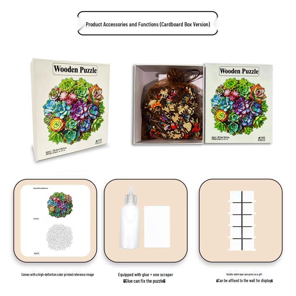 HOOLOOG Wooden Mosaic Succulent Puzzle Gift & Decorative Money Box
