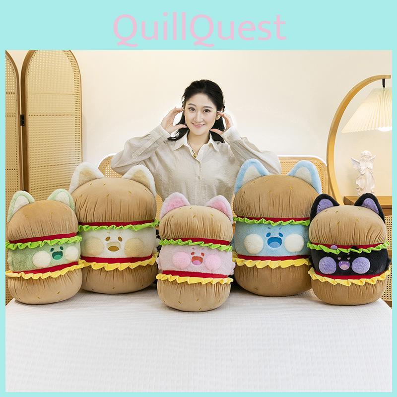 Plush Hamburger Cartoon Doll Childrens Cat Cartoon Toys Animal Gifts Holiday