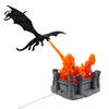 Dragon Themed Room Decorations 3D Printed Flame Lamp with Castle Base Fantasy Desk Light for Bedroom Gaming Night Kids and Bookshelf Decor,