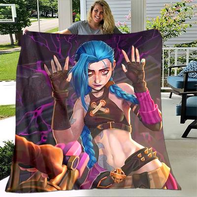 1pc Blanket League of Legends Jinx Print Design, Lightweight Blanket for Sofa, Bed- Soft &Warm, Gift for All Seasons Like Christmas, Halloween