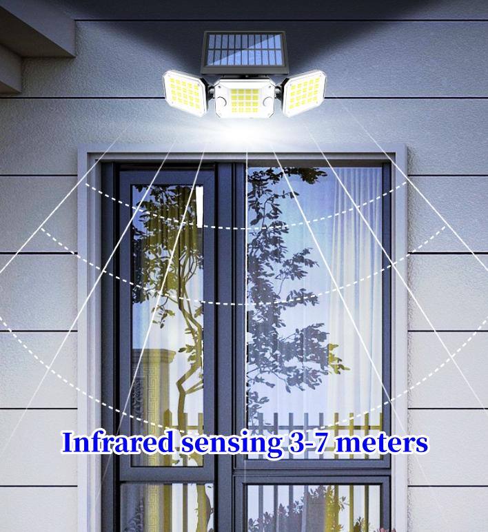 Dual Induction Outdoor Solar Lights 224 LEDS Solar Motion Sensor Lights Solar Wall Lamp With 3 Modes Waterproof Flood Lights