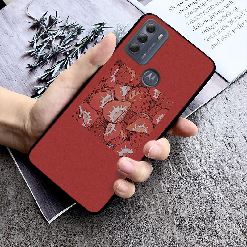 Phone Case For Moto G86 G85 G75 G15 G05 G56 G72 G53 G54 G84 G60 G31 G32 G24  G 5G G Play Strawberry Cat Cartoon