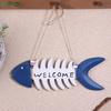 Mediterranean Wooden Fish Skewer Wall Decor,Vintage-Style Ocean Series Ornament,Antique Wood Carved Fish Hanging