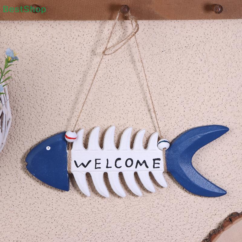 Mediterranean Wooden Fish Skewer Wall Decor,Vintage-Style Ocean Series Ornament,Antique Wood Carved Fish Hanging
