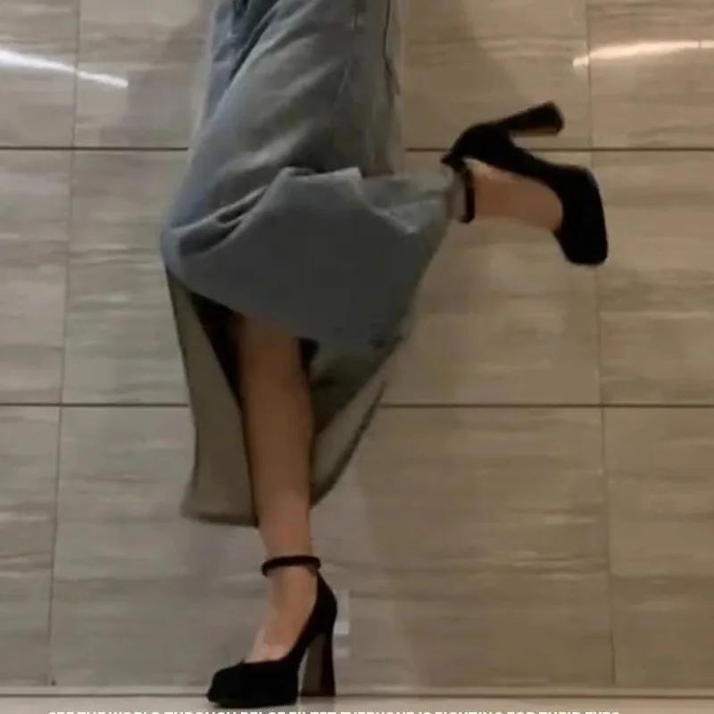 Fashion 2025 Summer New Women's Mary Janes Fashion Shallow Ankle Buckle Strap High Heels Fashion Elegant Party & Dress Pumps Women