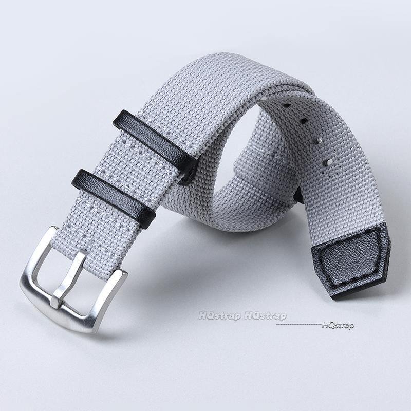 20mm 22mm Nylon Genuine Leather Strap for Khaki Field Watch Green Black Grey Replacement Wristband Men Outdoor Sport Watchband