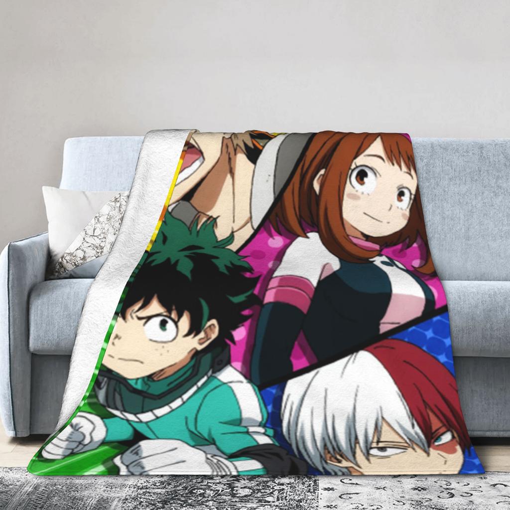 Izuku Midoriya Coral Fleece Plush Throw Blanket Academy Anime Manga Blanket for Home Bedroom Warm Bed Rug