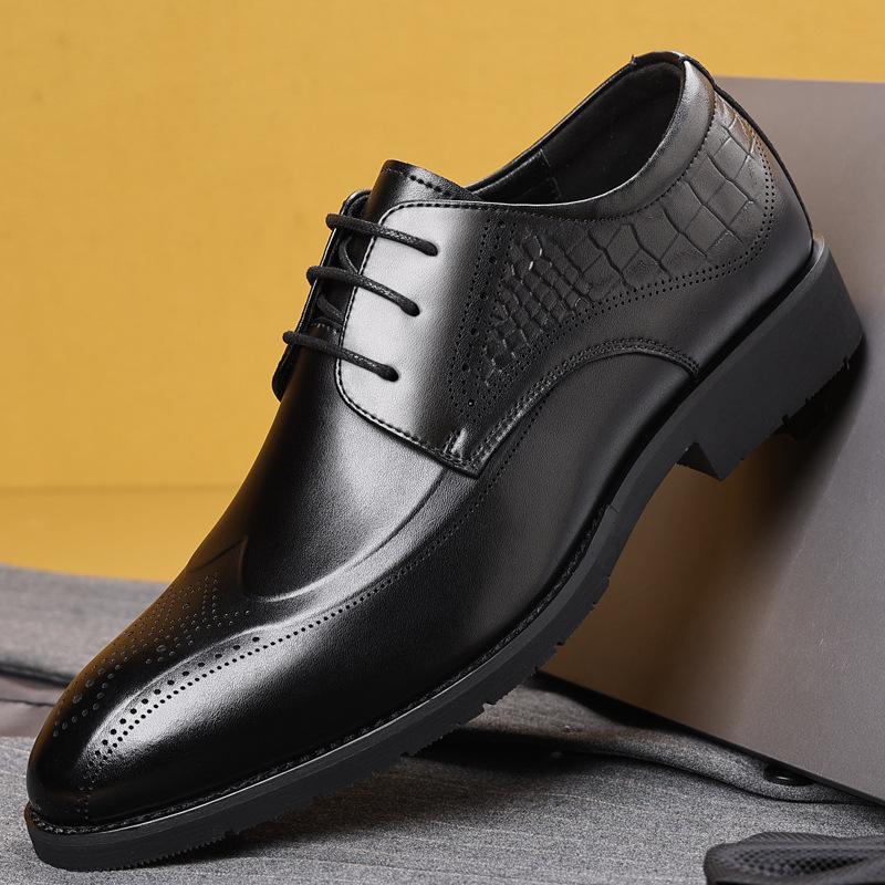 

Leather Shoes Men s 2025 Autumn Brock Brown British Commuter Office Shoes Trend Groom Wedding Shoes 37