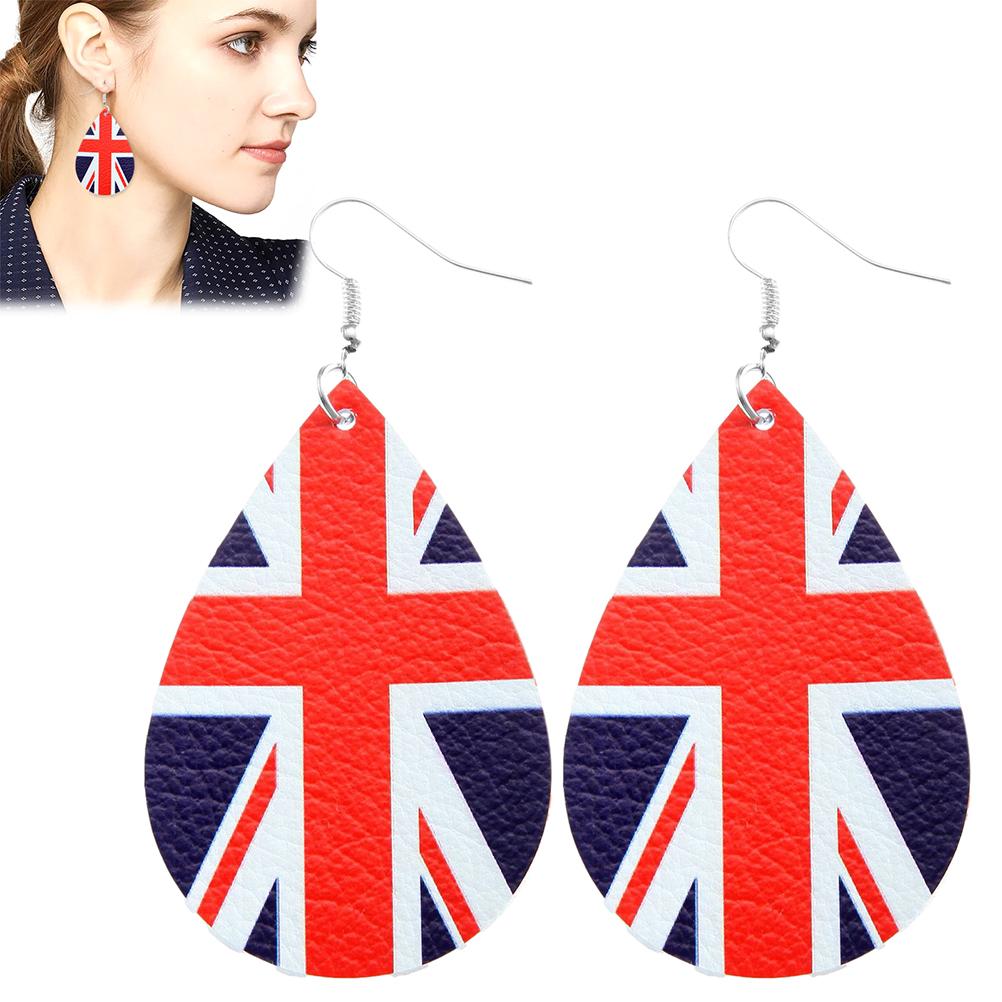 1 Pair Union Jack Earrings Celebration Dangle Earrings British UK Flag Eardrops Dangle Round Earrings for Celebration