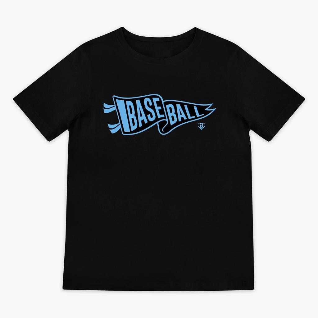 2025summer Hot-selling Theme Printed Pennant Flag Youth T-shirt - Black - Baseball Lifestyle 101 Parent-child Breathable T-shirt