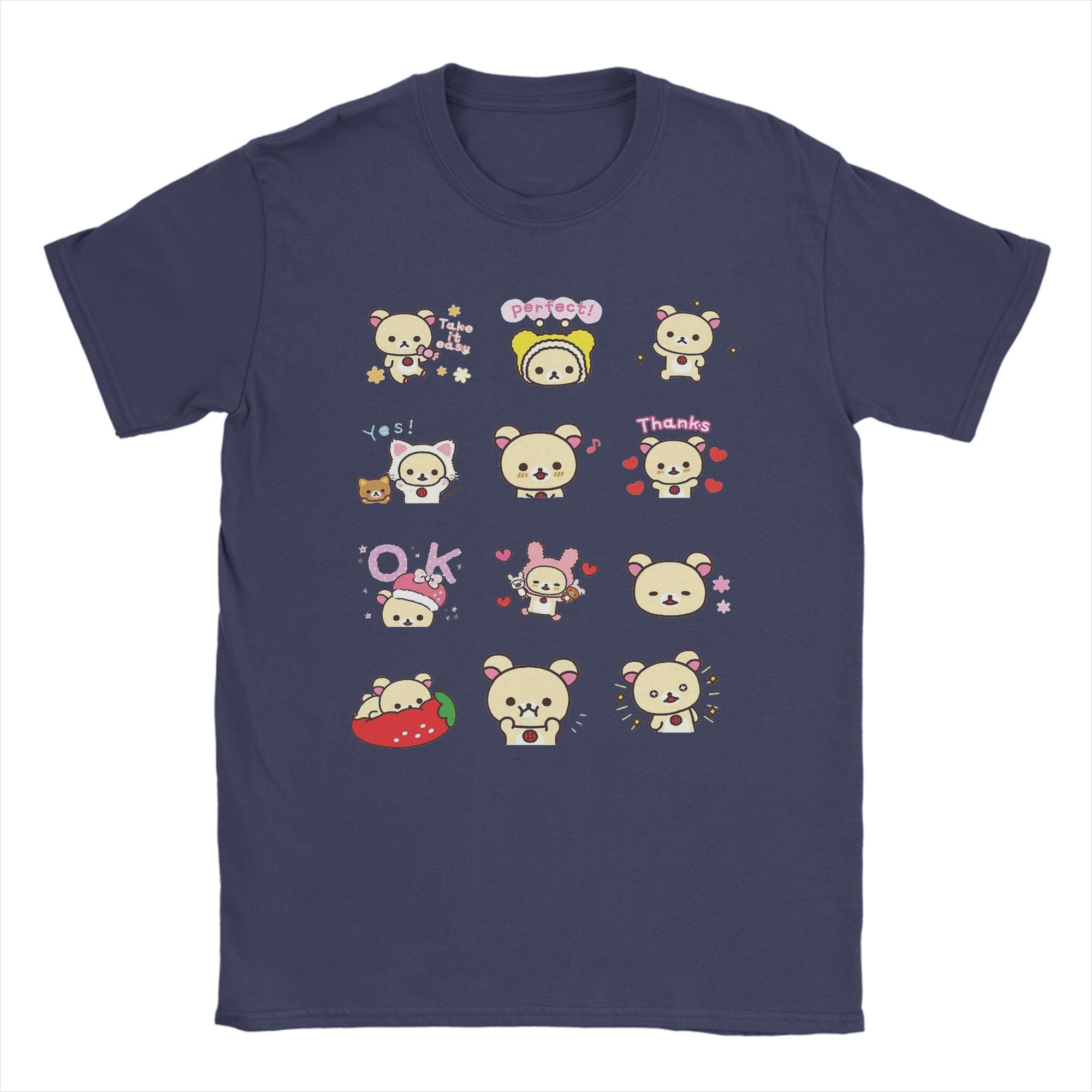 

korilakkuma Cartoon T-Shirt Summer Vintage T-Shirts 100% Cotton Harajuku Tee Shirt For Men Short Sleeve Casual Clothing 4XL