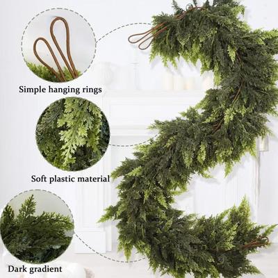 Christmas Garland Artificial Winter Pine Garland for Mantle Holiday Atmosphere Props Party Decor for Front Door Fireplace