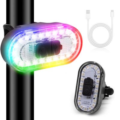 Luce Posteriore LED per Bicicletta, Effetto Illuminazione RGB Ricaricabile USB Luce di Sicurezza per Bicicletta, Accessori Impermeabili per Ciclismo