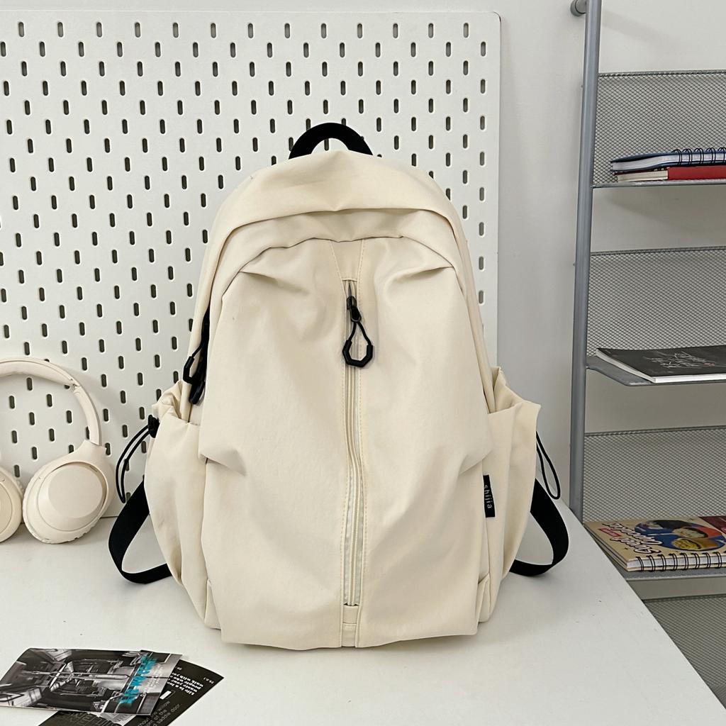 Vintage Solid Color Schoolbag  New Water-Resistant Large Capacity Student Backpack for High School