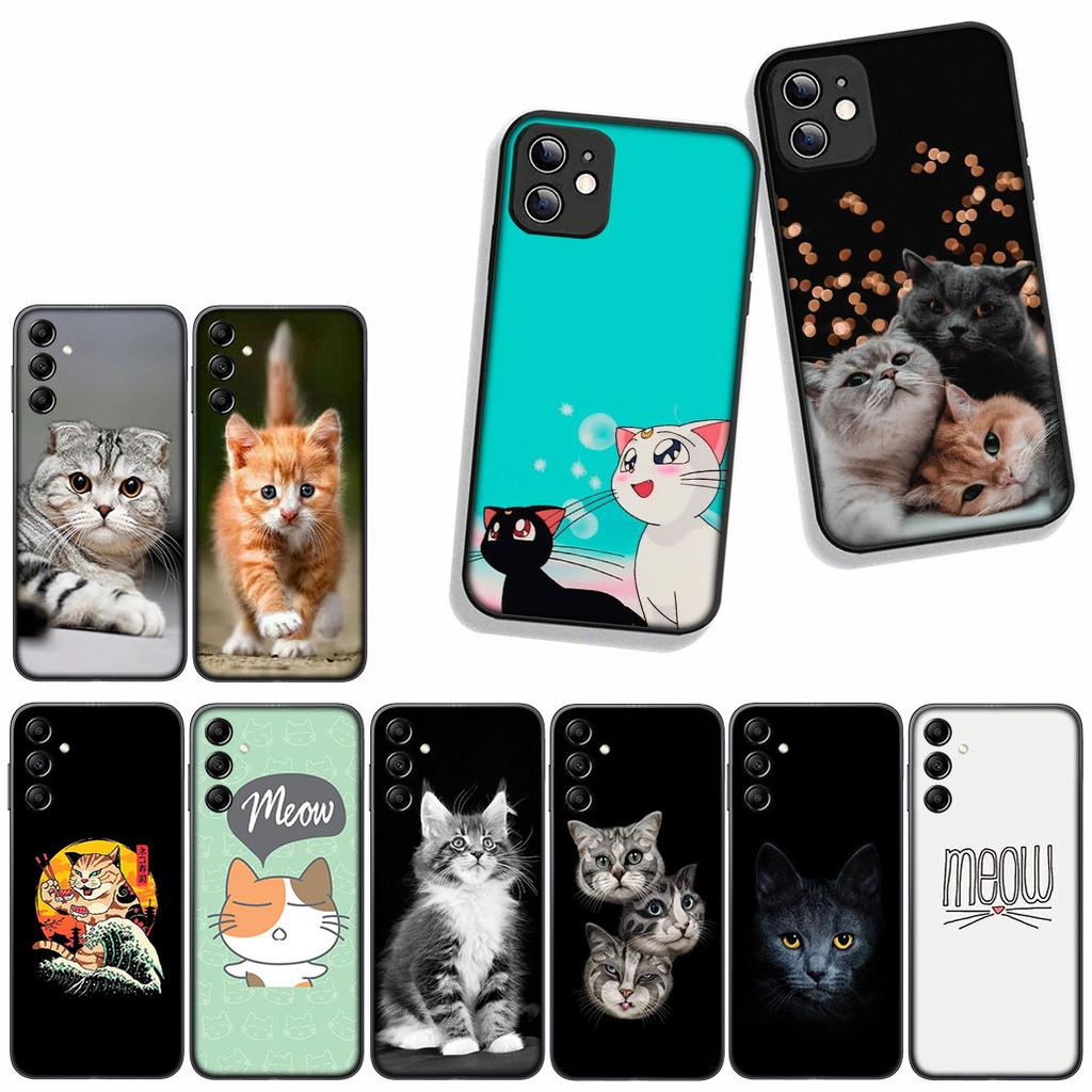 For Apple iPhone 16 15 14 Plus 13 12 Mini 17 Pro Max + 16E Air 16+ ProMax Phone Cover Case Cute Cat Meow