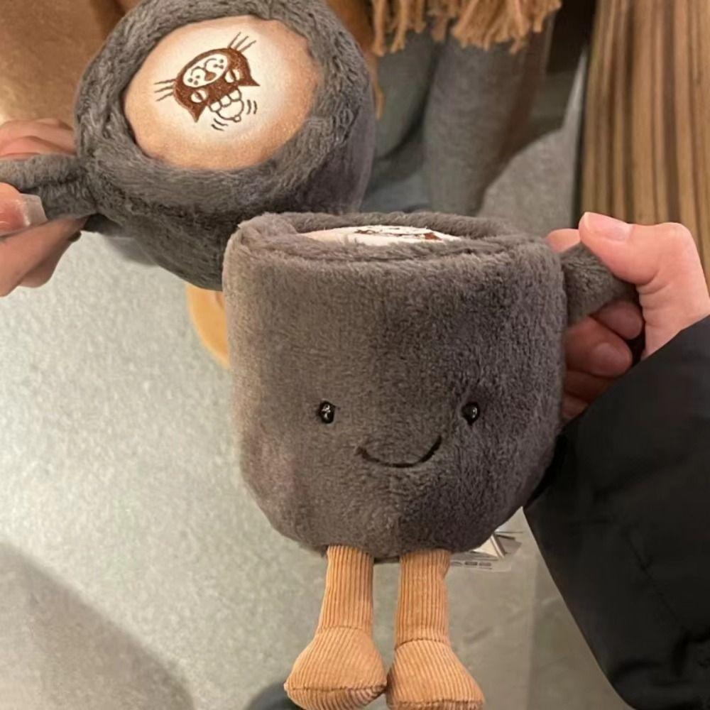 10cm Gelé Katt Morsom Kaffekopp Kawaii Furry Plysjleker Beroligende Søvn Plysjdukke Søt Overraskelsesgave til Gutter Jenter Hjemmedekor
