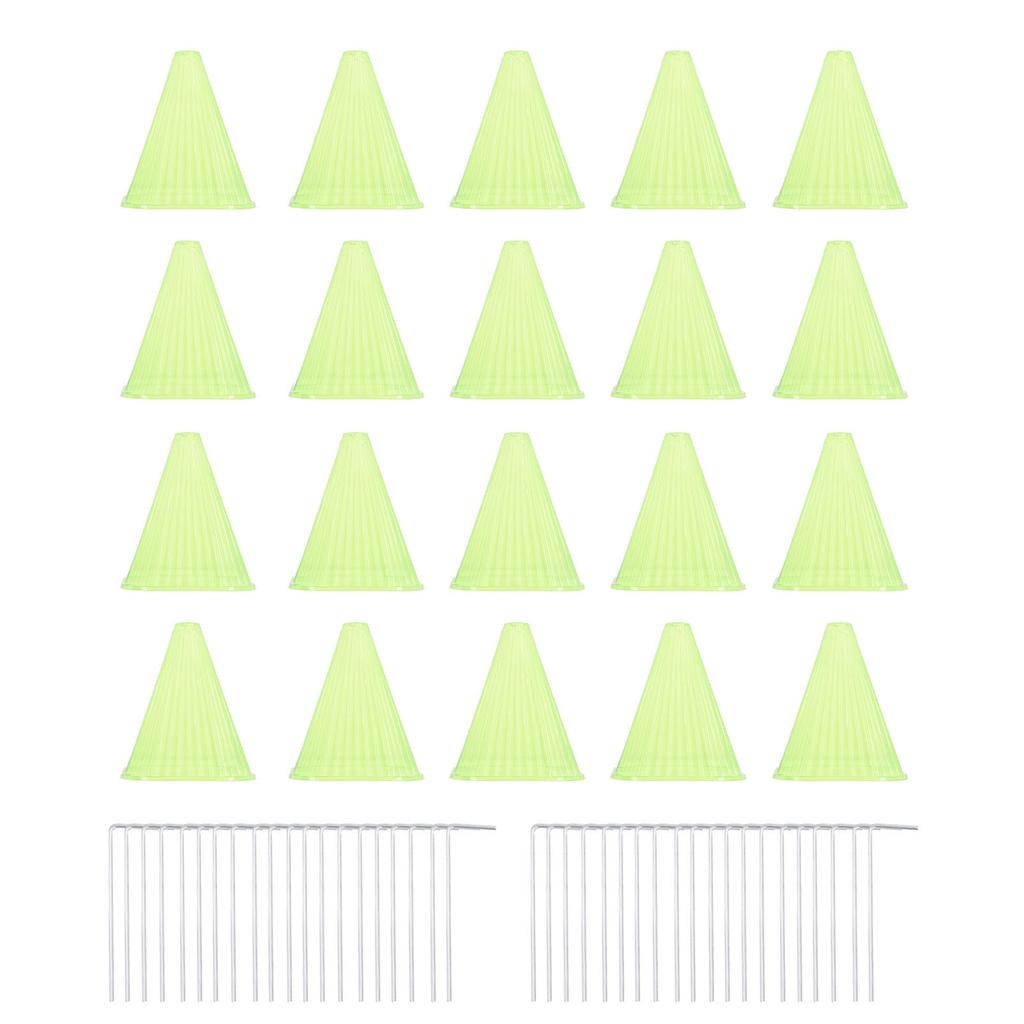 20pcs Plastic Plant Garden Protector Green Reusable Garden Cloche Plant Covers with 40pcs Spikes