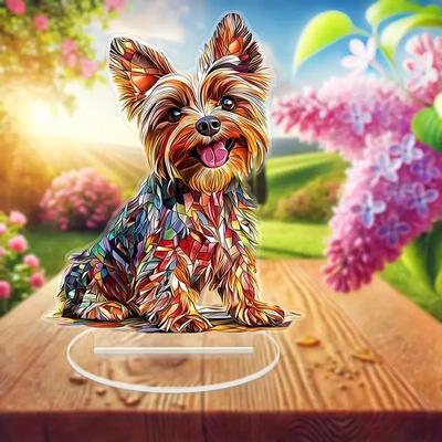 Piatto 2D, Decorazione da Scrivania in Acrilico Yorkshire Terrier, Adatto per Decorazione Murale, Portico, Stanza, Villa, Accenti Casa, Corridoio o Luogo di Lavoro - Rustico