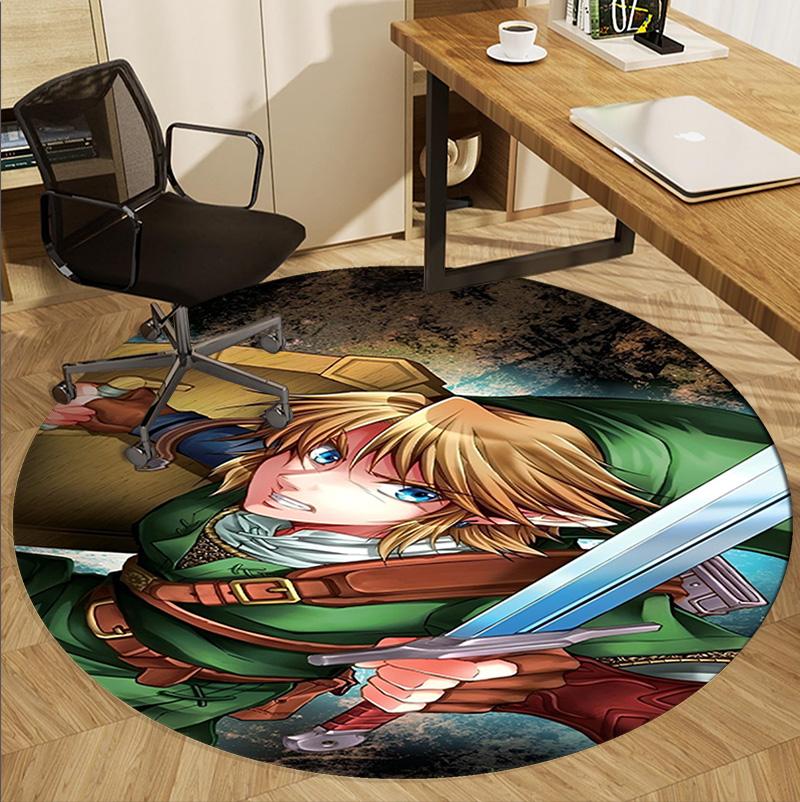 The Legend of Zelda Pattern Round Rug, Indoor/Outdoor Mat, for Picnic, Gameroom, Bedroom, Office, Living Room, Home Decor Carpet, Birthday Gift