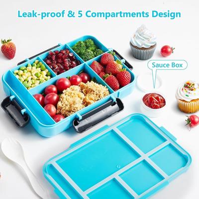 Lunch Box For Kids Toddler Lunch Box Food Container Leakproof 5-Compartment Containers With Tableware For Travel Food Storage