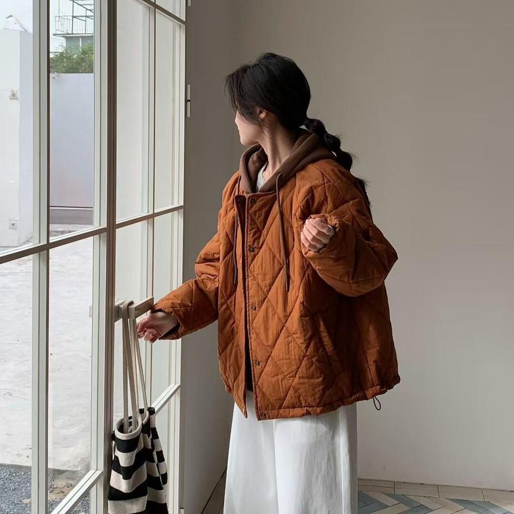 Stylish Quilted Hooded Cotton Jacket - Women's Winter Two-Piece Outerwear