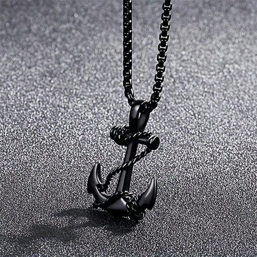 1pc Stainless Steel Vintage Anchor Pendant Necklace, Suitable For Everyday Wear