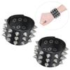 2Pcs Punk Wristband Vintage Wide Faux Leather with Spikes Decoration Retro Bracelets