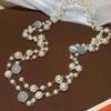 Layered Pearl Necklace Simulated Pearl Sweater Necklace Fashion Bead Necklace  Lady Wear