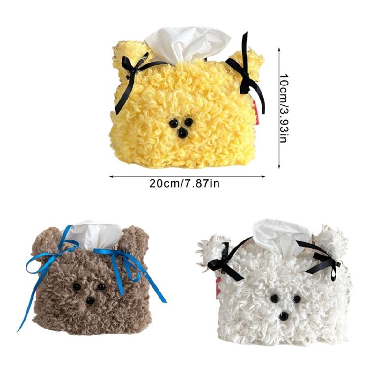 Fashionable Plush Tissue Container Portable and Multifunctional Tissue Storage Case for Household Everyday Use