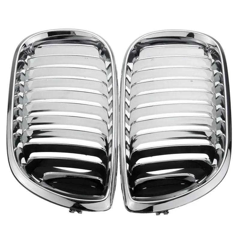 Pair Chrome Front Center Kidney Hood Grille Grill For BMW E46 Saloon 4 Doors 3 Series 1998-2002 320i 325Xi 330Xi Kidney Grill