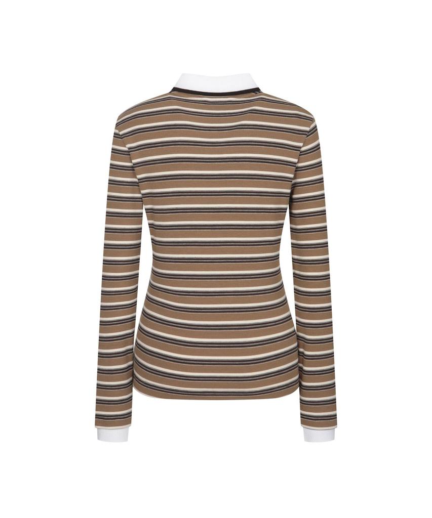 Monday Flow Must Have Collared Top (Stripe)_Brown