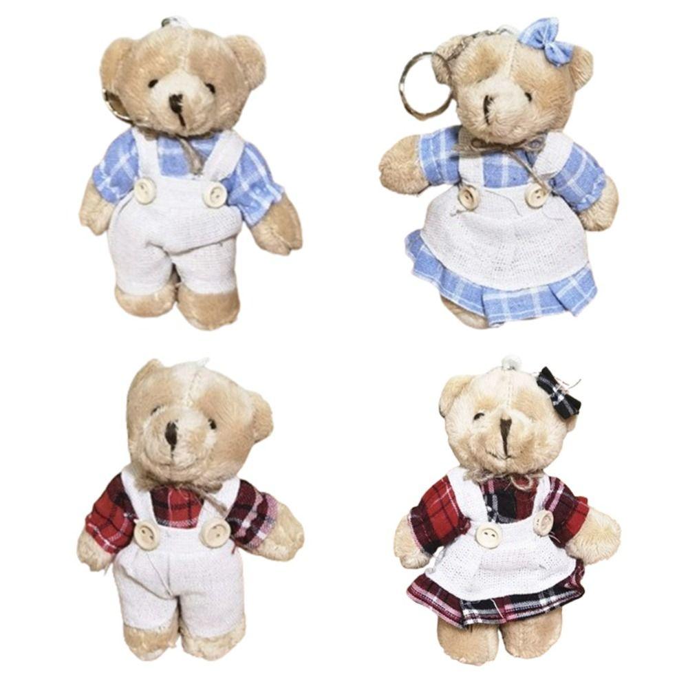 

Wear Clothes Bear Car Keyring Kawaii Plush Pendant Toy Plush Bear Keychain Wedding Red-Girl