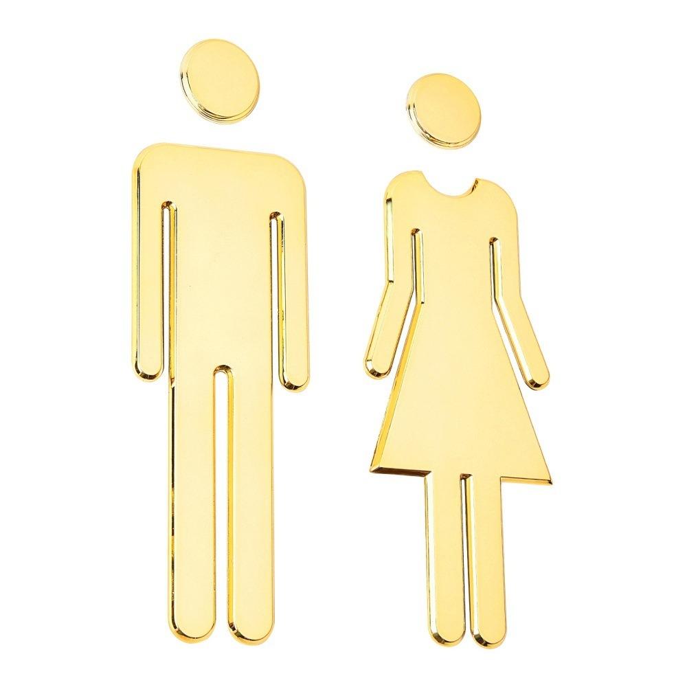

2pcs/pack Prompt Woman Man Toilet Door Sign Door Wall Label Sticker Toilet Signage for Hotel золотой