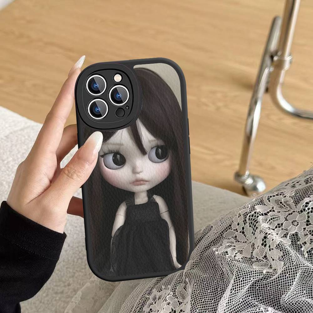 

Dark Cute Girl Doll Art Phone Case For IPhone 16 15 14 13 Pro Max 11 12 Plus Leather Silicone Cover iphone XS