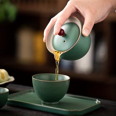 1 Set Tea Set Ceramic Tea Set Chinese Kung Ceramic Teapot Portable Handmade Teapot 4 Creative Tea Cup Tea Set For Office Living Room Tea Set For Gift