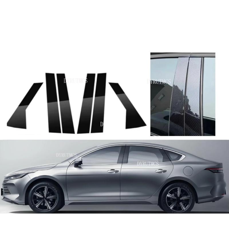6PCS Glossy Black Pillar Posts Fit For BYD Destroyer 05 for Chazor ~2025 Car Door Side Window Decal Trim Cover Silver