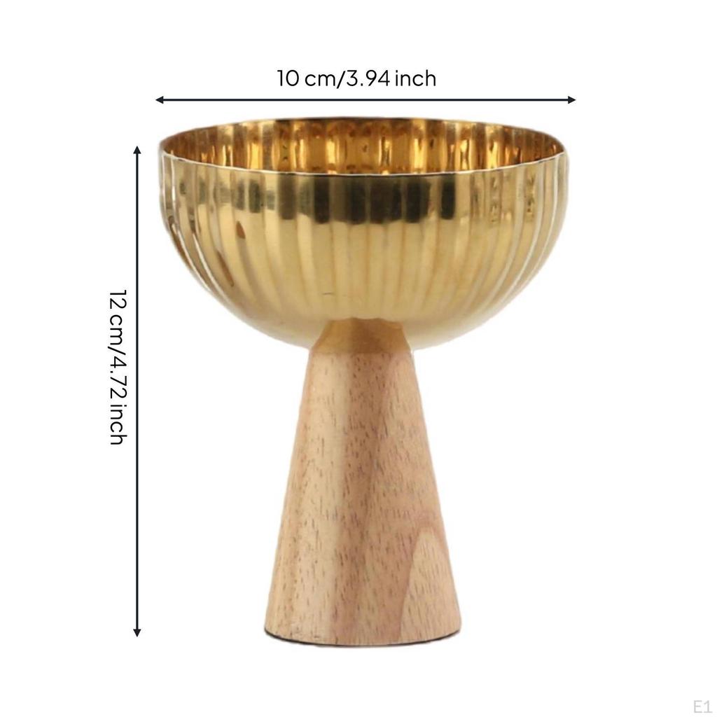 Fruit Bowl with Wooden Base Stainless Steel for Kitchen Counter, Hosts