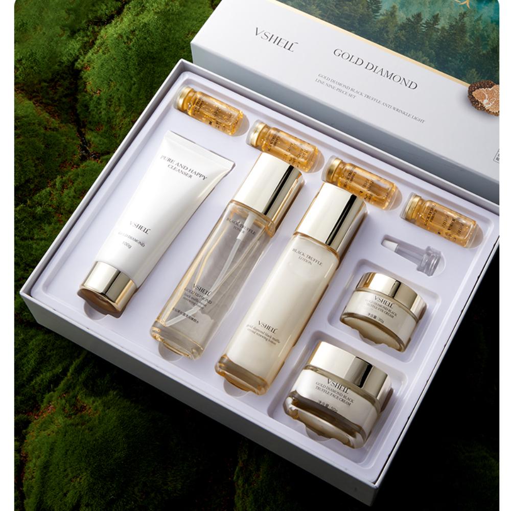 

Набор средств по уходу за кожей Gold Diamond Black Truffle Anti-aging, 9 шт., глубокое увлажнение, разглаживание мелких морщин и укрепление кожи, подарочный набор для ухода за кожей As the picture
