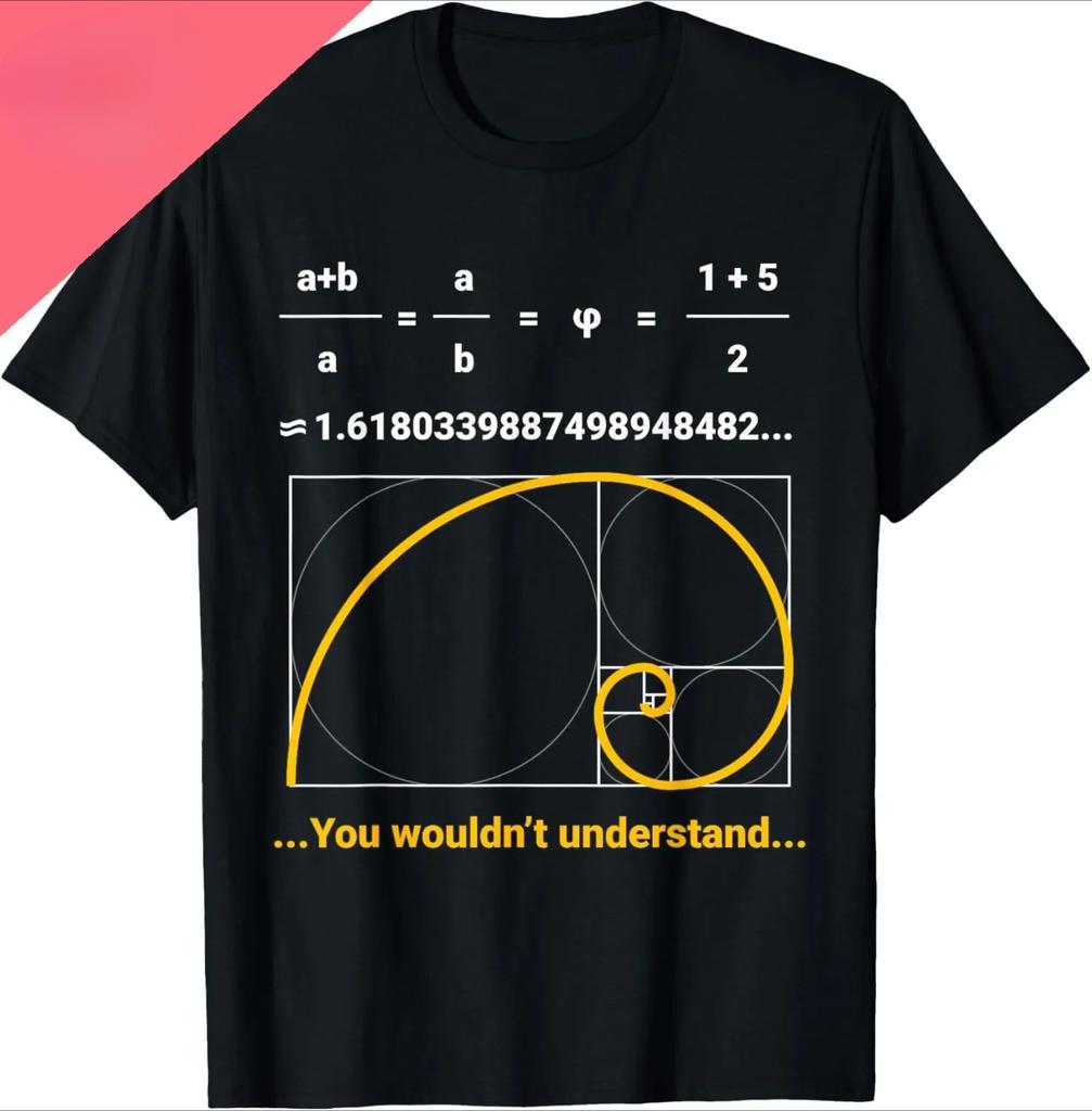 Fibonacci Golden Ratio T-shirt Print Design Gift T-shirt Street Retro T-shirt Shirt Streetwear Women Clothing Fashion Y2K Top