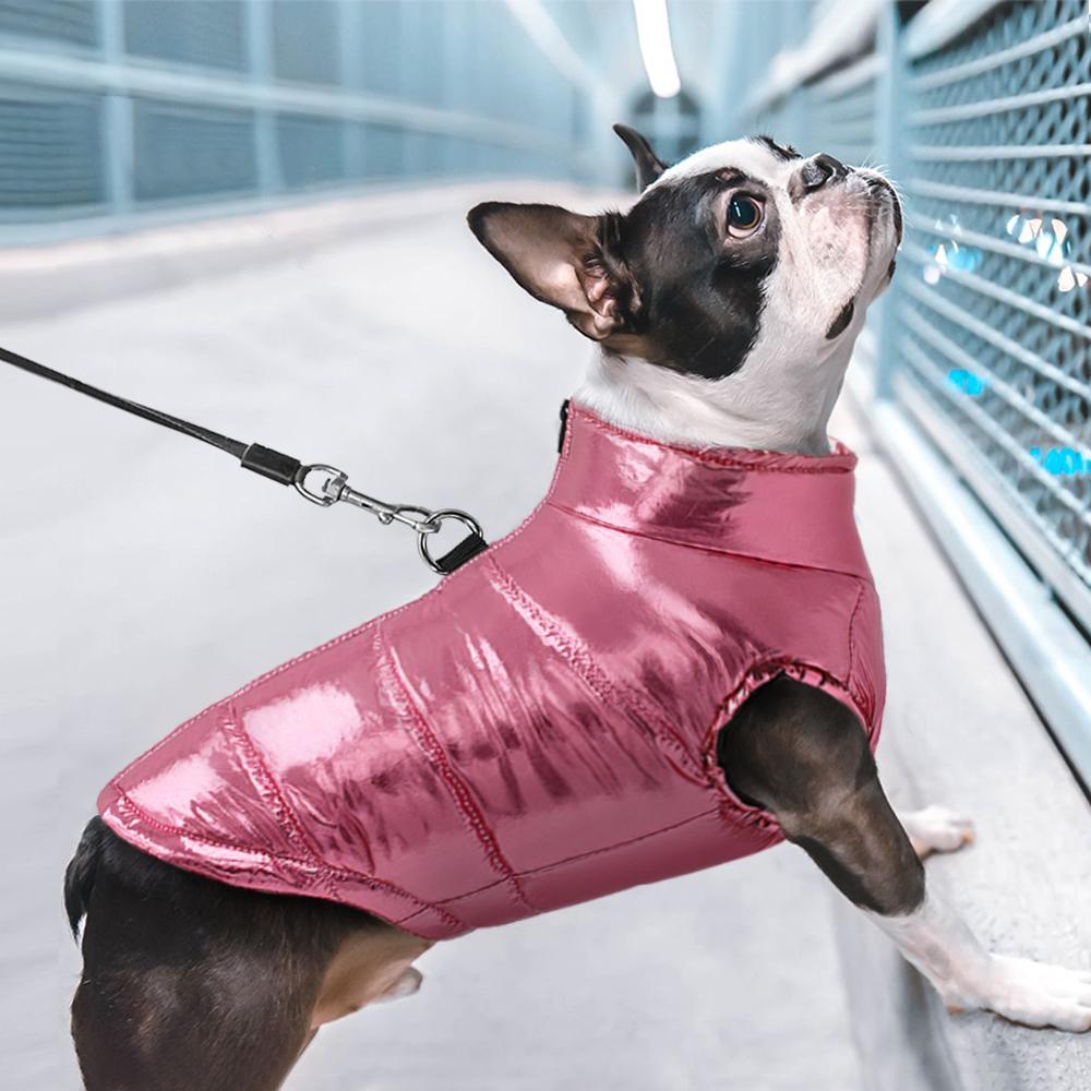 Gold-Stitched Dog Coat Winter Warm Sleeveless Puppy Coat High Collar Warm Cotton Jacket D-Ring Zipper Small Middle Dog Cat Coat